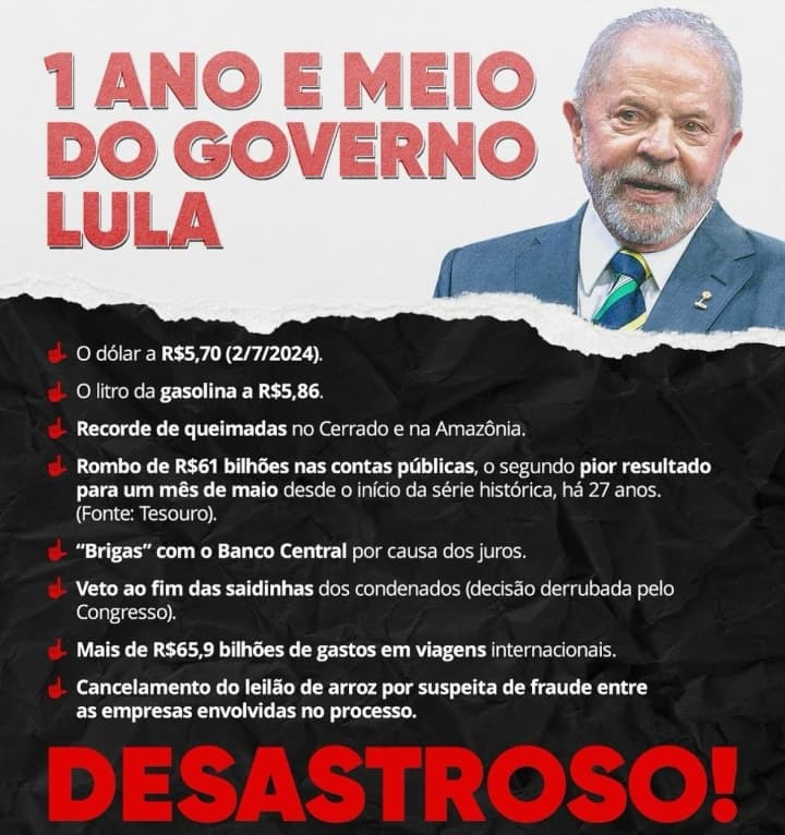 Índices e resultados do último governo e atual administração